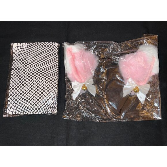 Pink Bunny Girl Halter Bodysuit XXL With Heart Cutout & Adjustable Side Ties - Picture 7 of 8